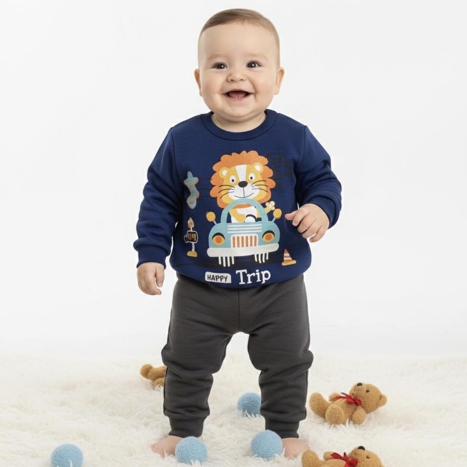 Üç İplik Kışlık 2'li Bebek Eşofman Takımı