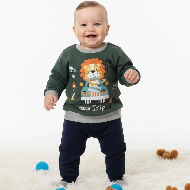 Üç İplik Kışlık 2'li Bebek Eşofman Takımı