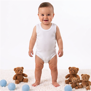 Beyaz Çıtçıtlı Atlet Bebek Badi 0-3-6 Ay