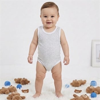 Gri Çıtçıtlı Atlet Bebek Badi 0-3-6-9 Ay