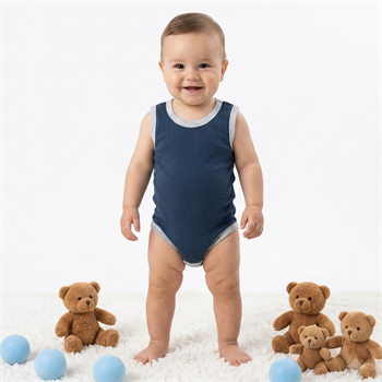 Lacivert Çıtçıtlı Atlet Bebek Badi 0-3-9 Ay