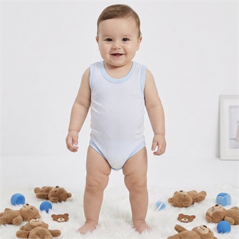 Mavi Noktalı Çıtçıtlı Atlet Bebek Badi 0-6-9-12 Ay