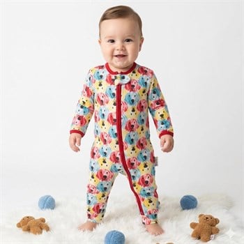 Önden Fermuarlı Köpek Baskılı Tulum