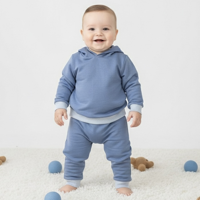 2 İplik Şardonsuz Kapşonlu Eşofman Takımı