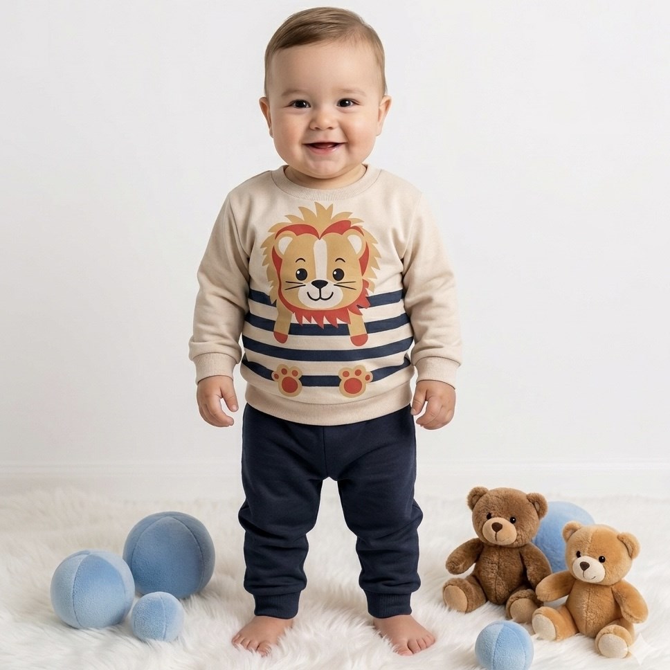 Aslan Baskılı Mevsimlik Bebek Takımı 3-6-9-12 Ay