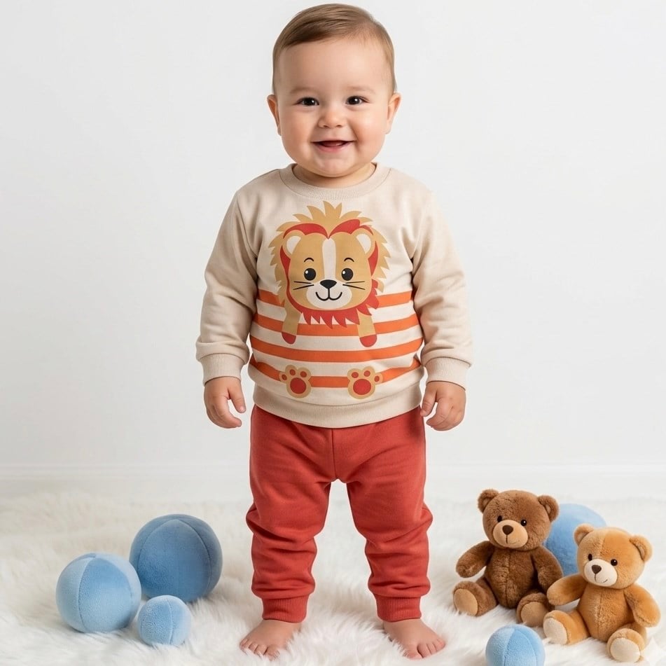 Aslan Baskılı Mevsimlik Bebek Takımı 3-6-9-12 Ay