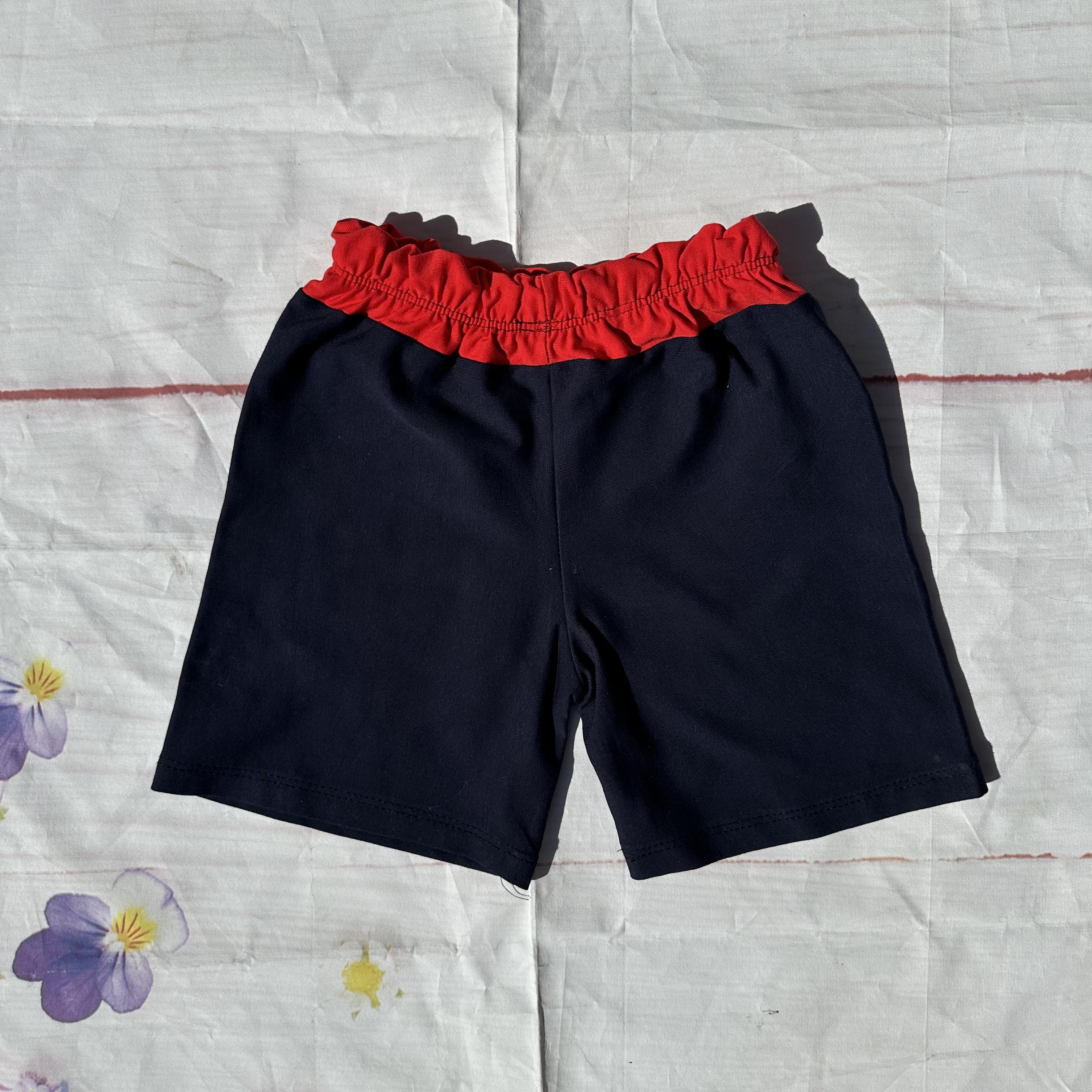 Beli Kırmızı Lastikli Lacivert Bebek Şort 2 Yaş