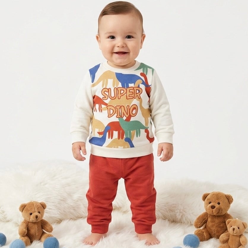 Dinazor Baskılı Mevsimlik Bebek Takımı 3-6-9-12 Ay