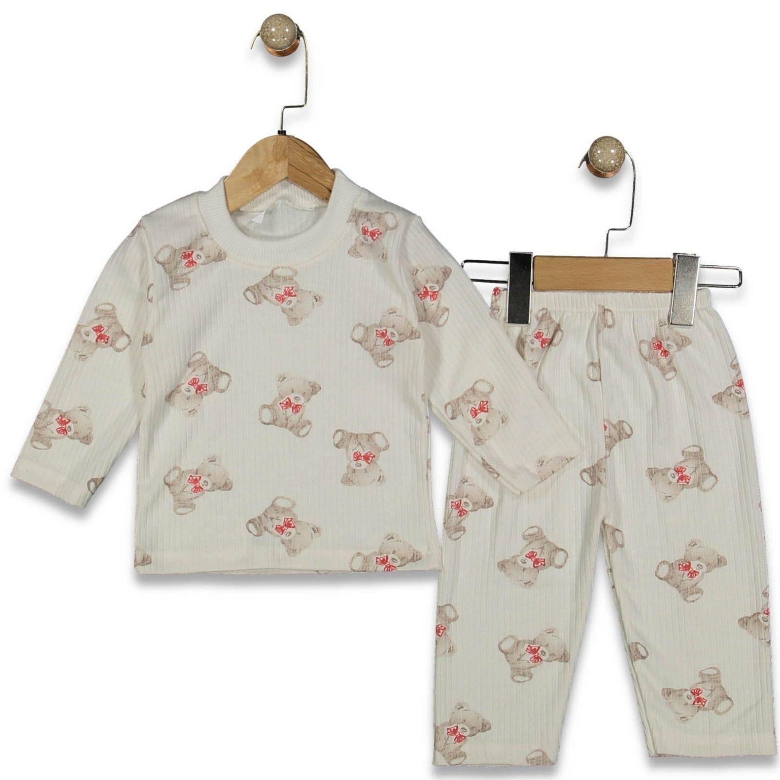 Fitilli Ayıcıklı Pijama Takımı 9-12-18 Ay