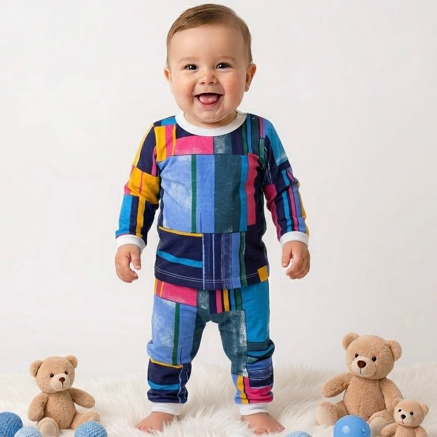 İnce Yazlık Kumaş Baskılı Bebek Takımı 0-6 Ay-1-2 Yaş