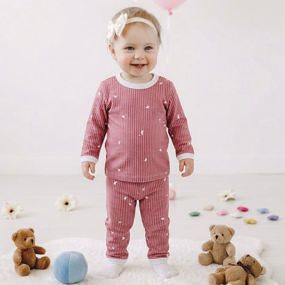 İnce Yazlık Kumaş Baskılı Bebek Takımı 0-6 Ay-1-2 Yaş