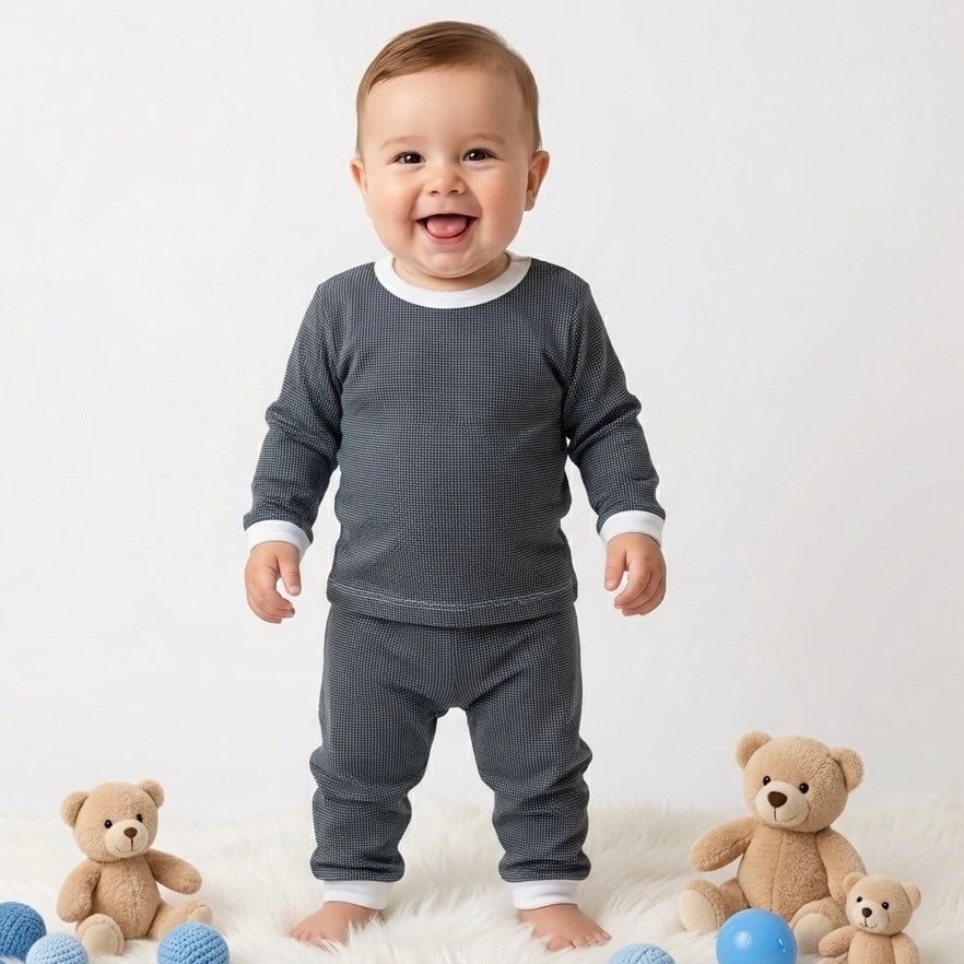 İnce Yazlık Kumaş Noktalı Bebek Takımı 0-6 Ay-1 Yaş