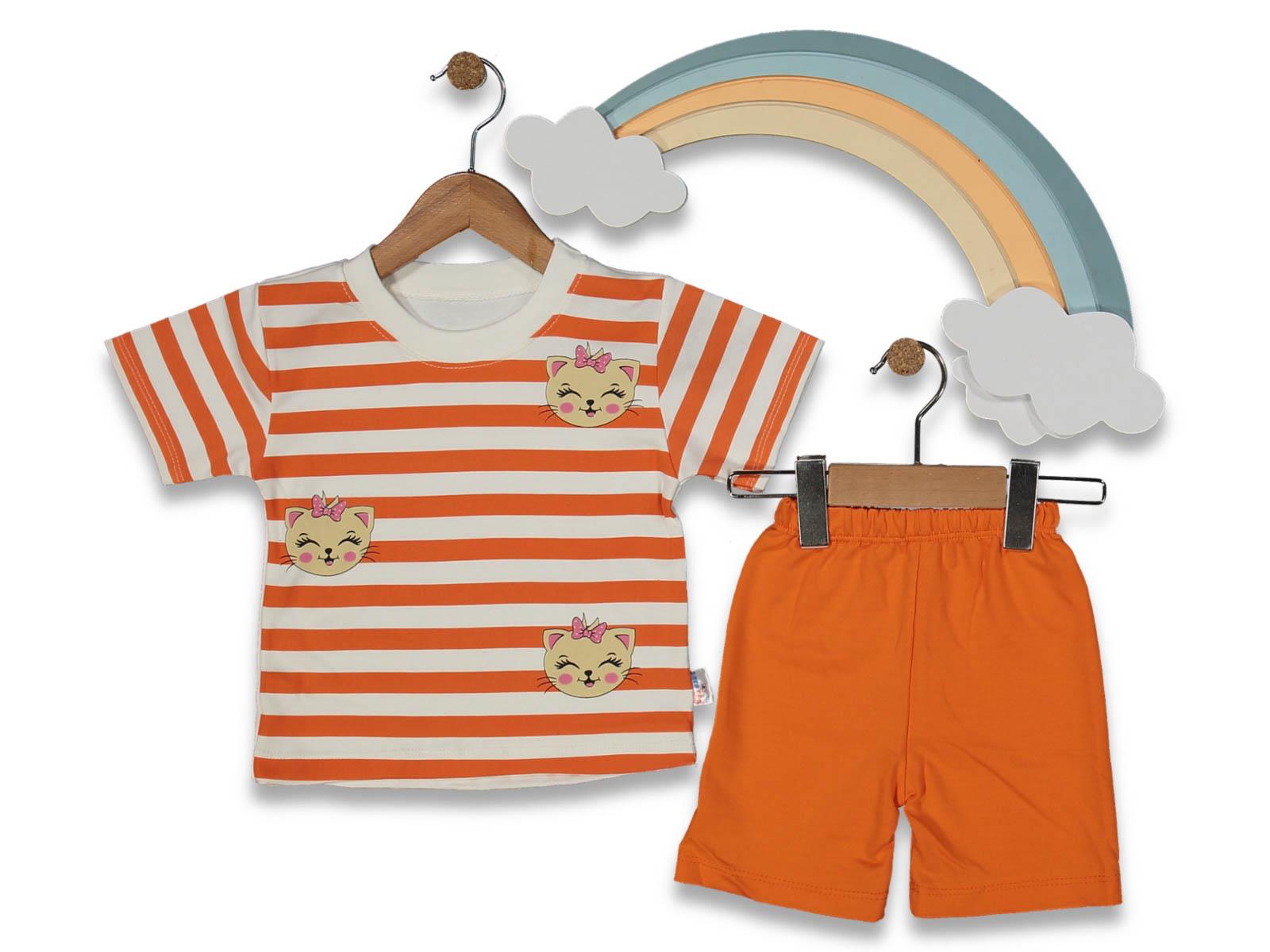 Kedili Bebek Şort Takımı