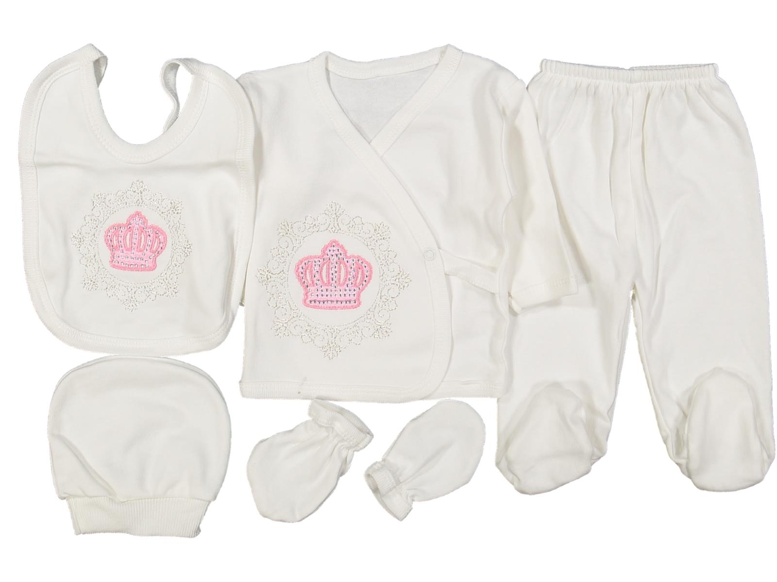 Kraliçe Taç İşlemeli 5'li Hastane Çıkışı Seti