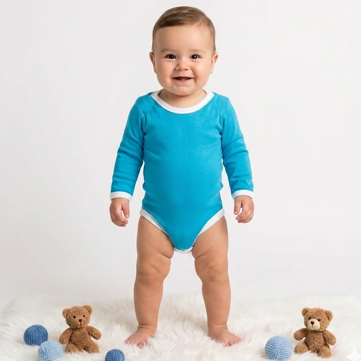 Mavi Uzun Kollu Çıtçıtlı Badi 3 Ay