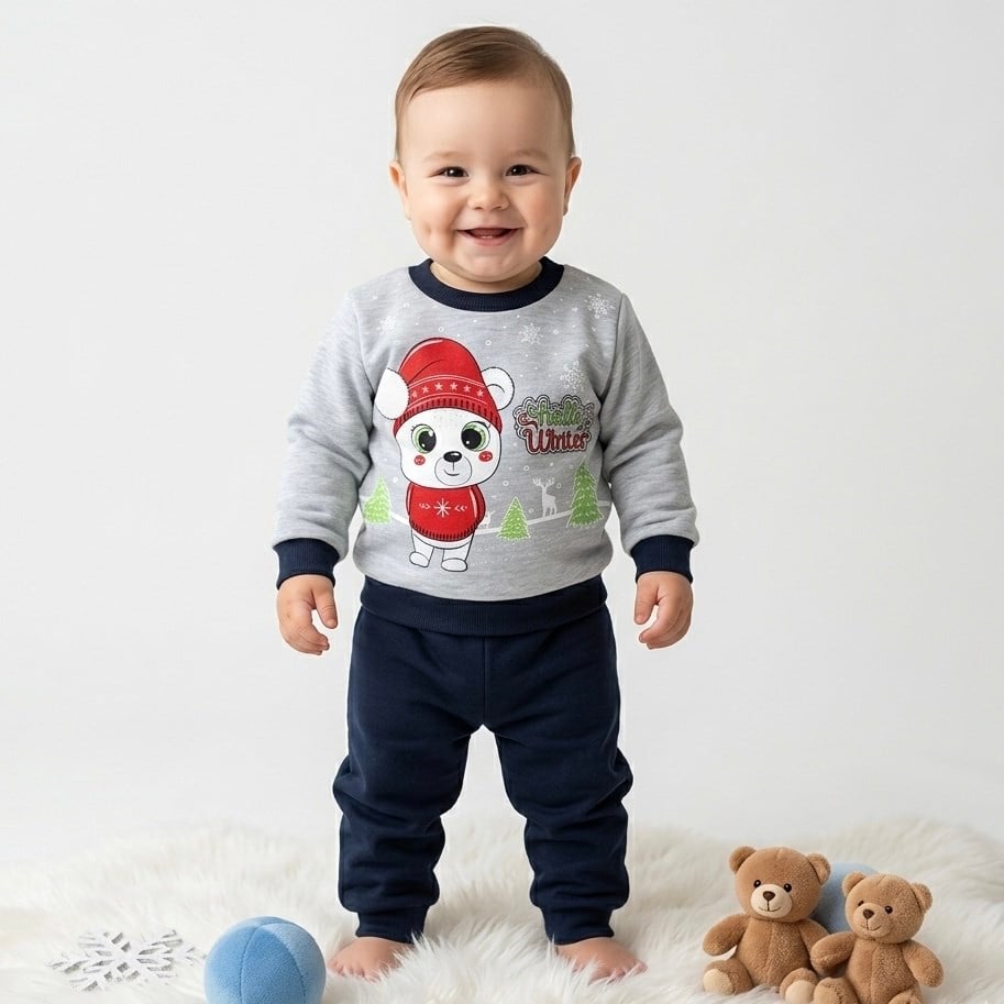 Üç İplik Baskılı Bebek Takımı 3-6-9-12 Ay