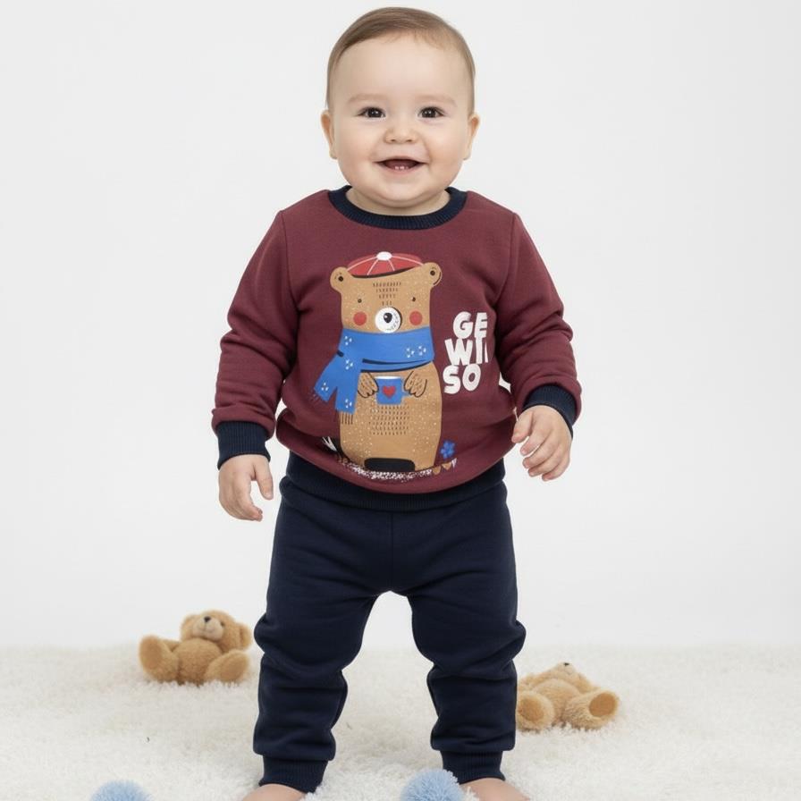 Üç İplik Baskılı Bebek Takımı