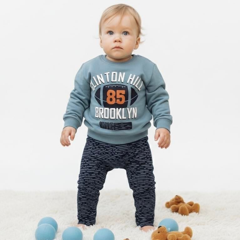 Üç İplik Baskılı Cepli Çocuk Takımı