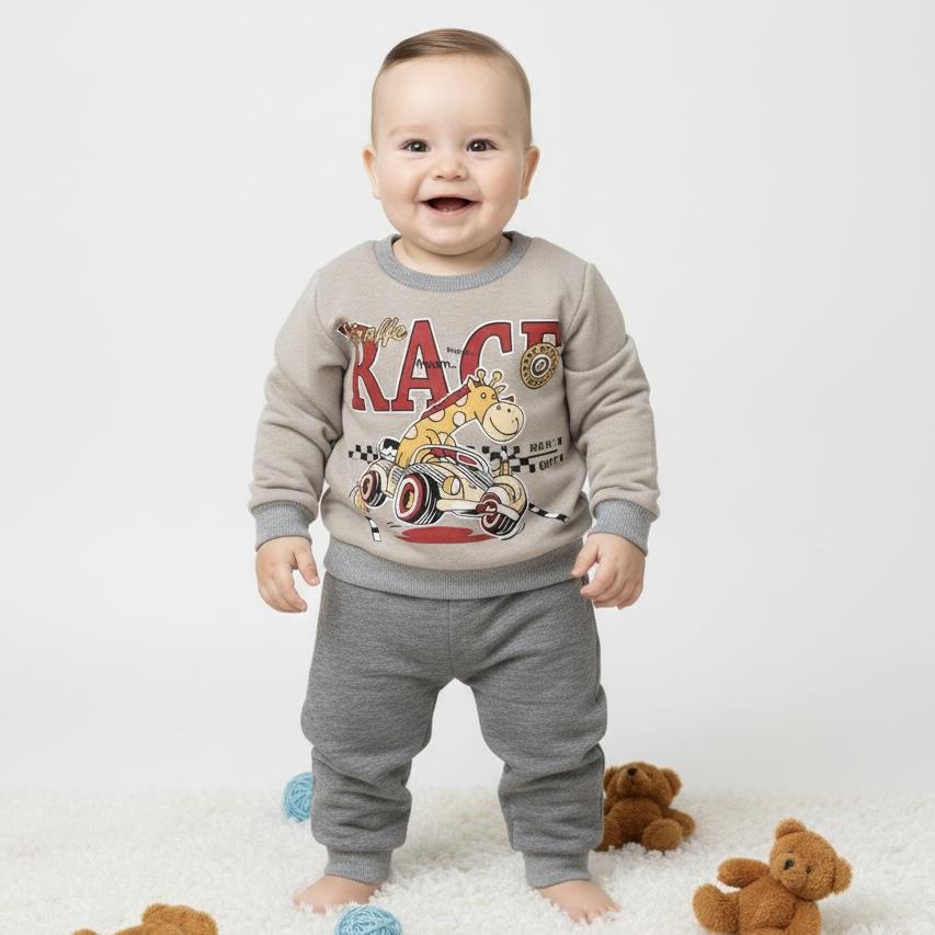 Üç İplik Kışlık 2'li Bebek Eşofman Takımı