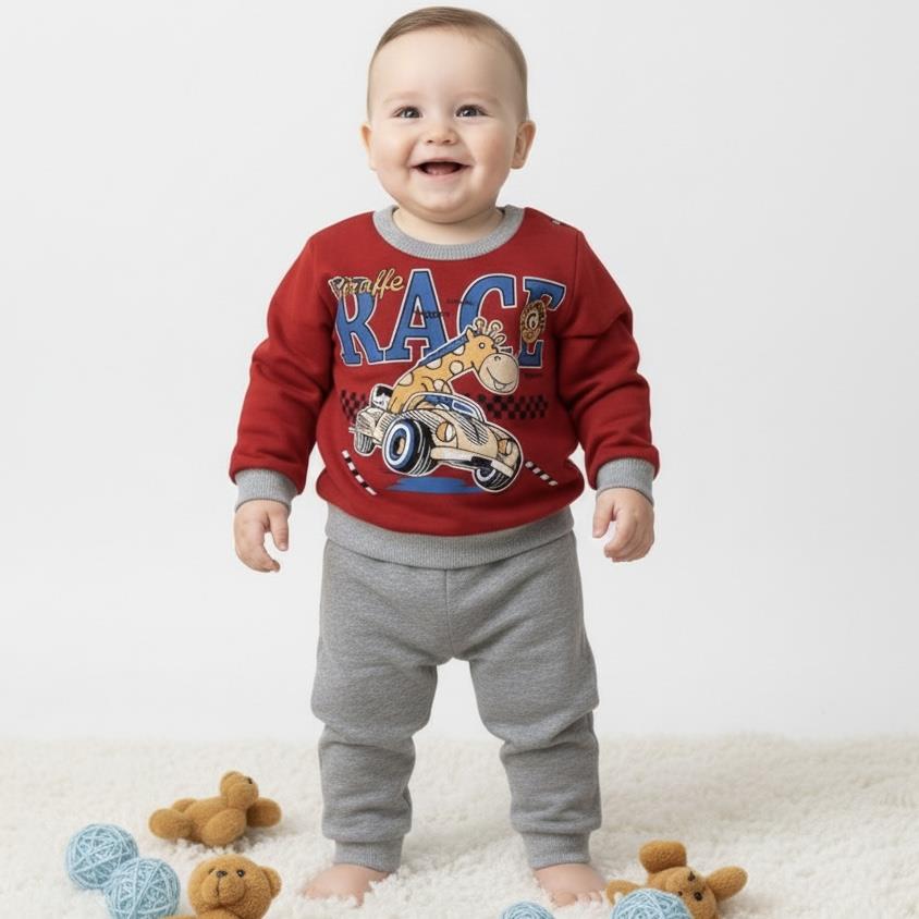 Üç İplik Kışlık 2'li Bebek Eşofman Takımı