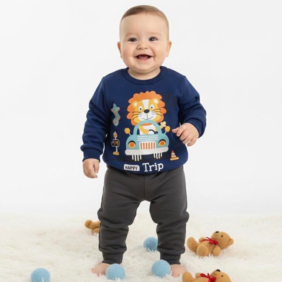 Üç İplik Kışlık 2'li Bebek Eşofman Takımı