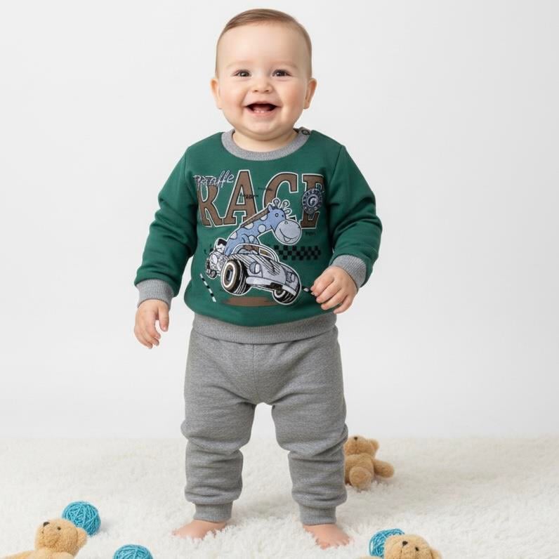 Üç İplik Kışlık 2'li Bebek Eşofman Takımı