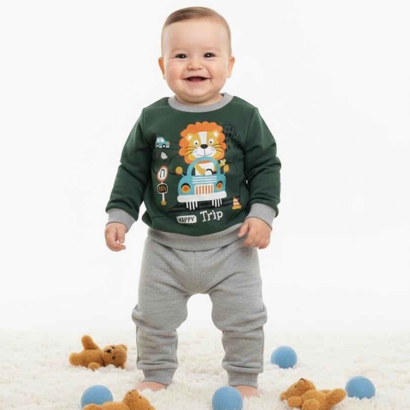 Üç İplik Kışlık 2'li Bebek Eşofman Takımı