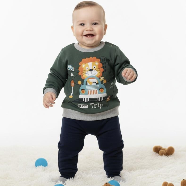 Üç İplik Kışlık 2'li Bebek Eşofman Takımı