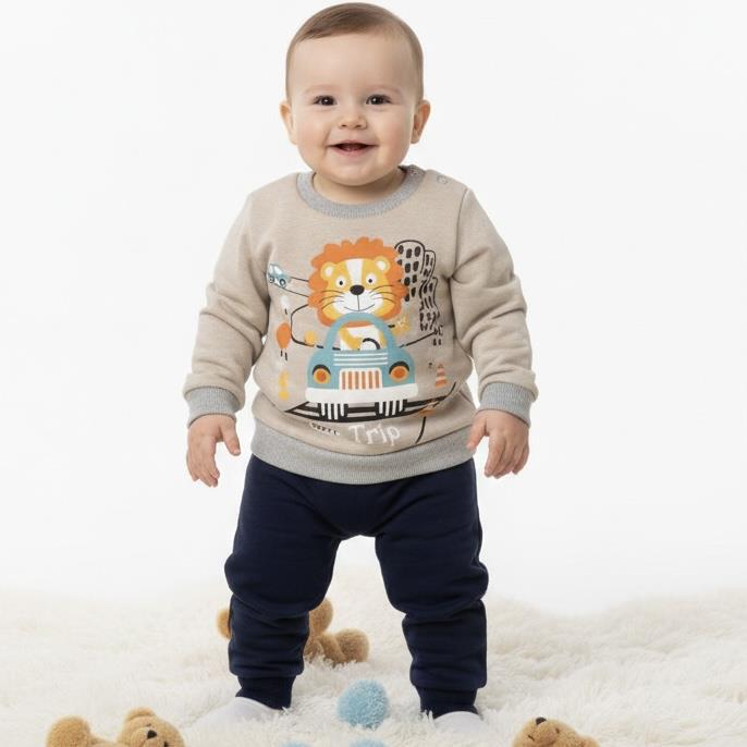Üç İplik Kışlık 2'li Bebek Eşofman Takımı