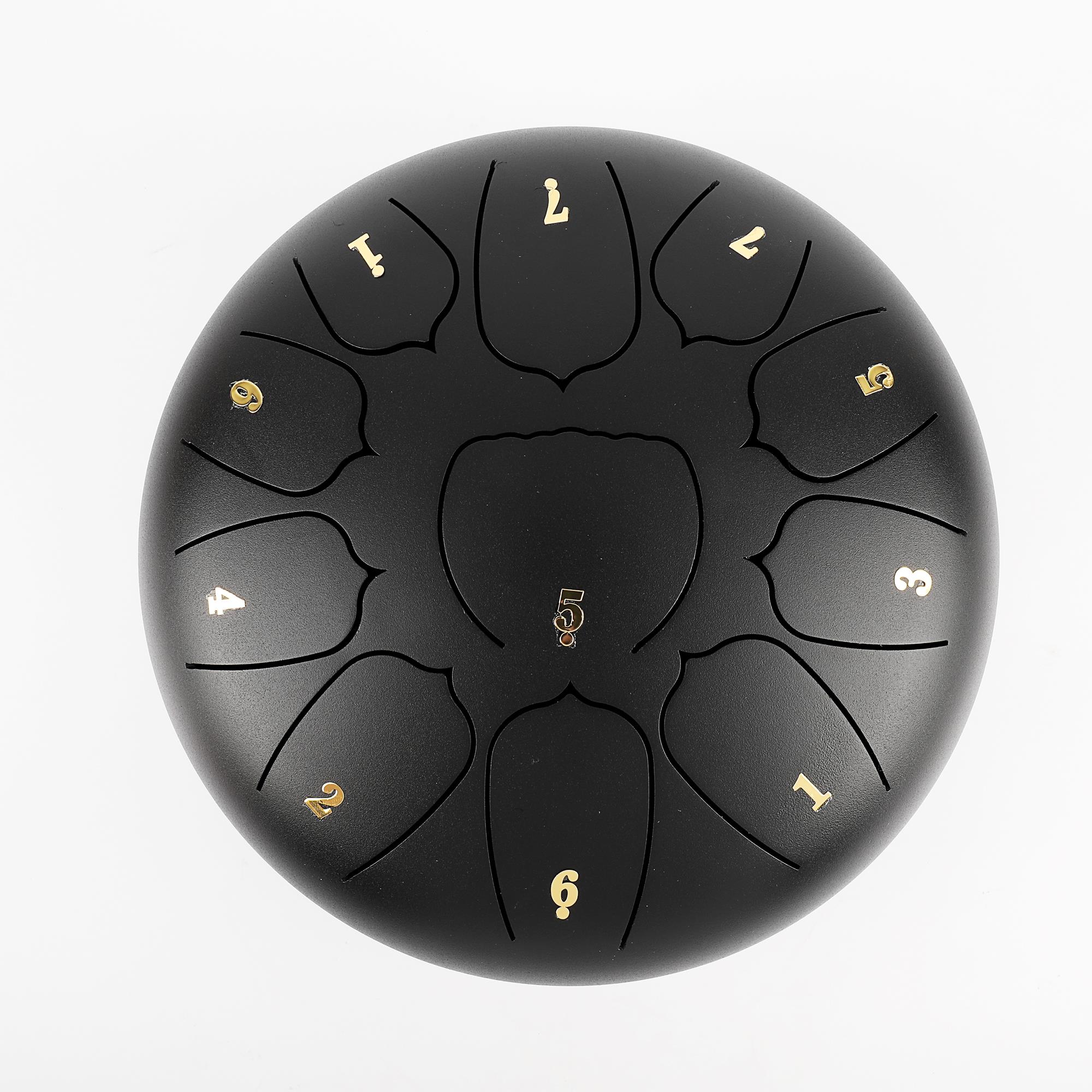 Jwin JTN-1011 10 Inç 11 Ses Ton Çelik Handpan Tongue Drum Davulu - Siyah