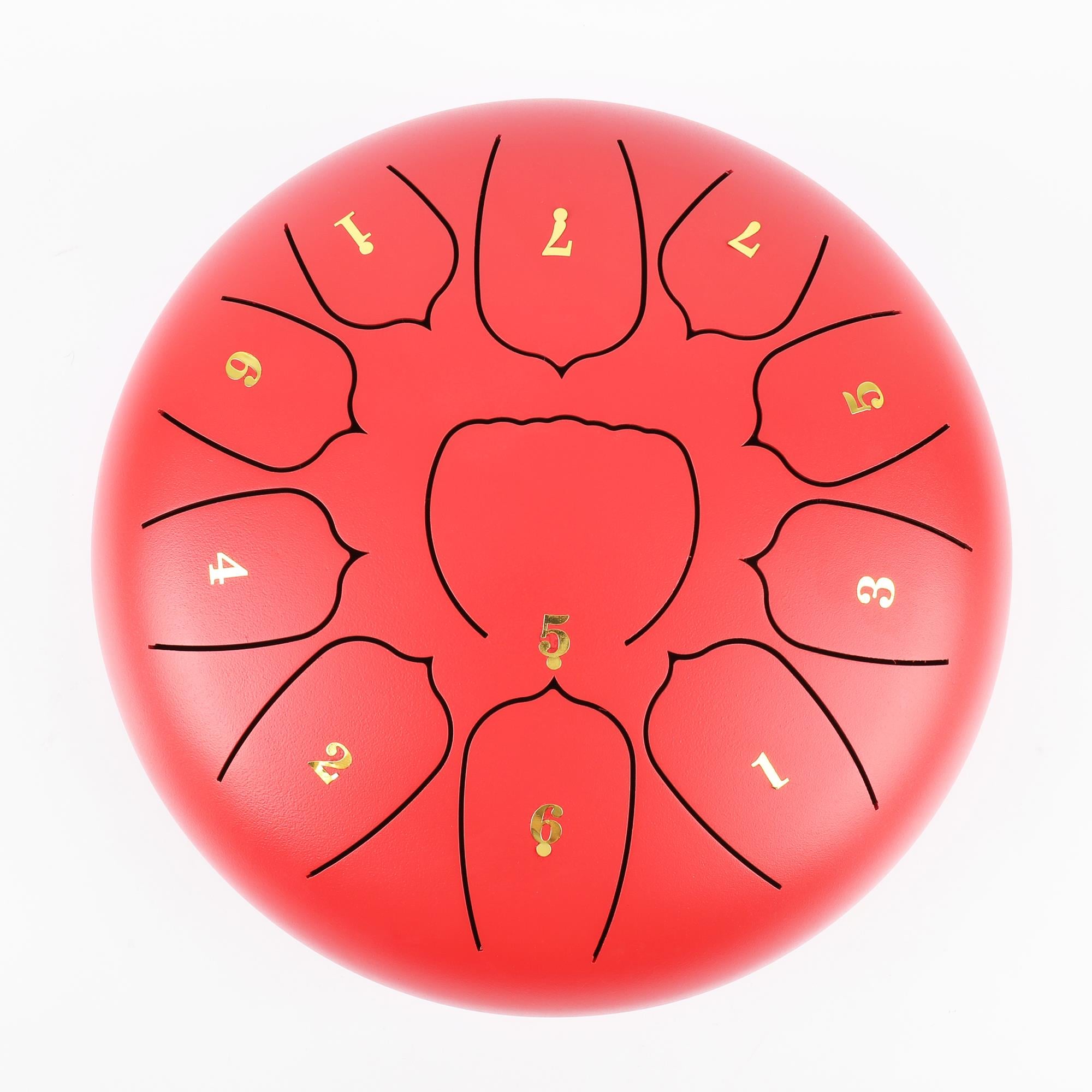 Jwin JTN-1011 10 Inç 11 Ses Ton Çelik Handpan Tongue Drum Davulu - Kırmızı