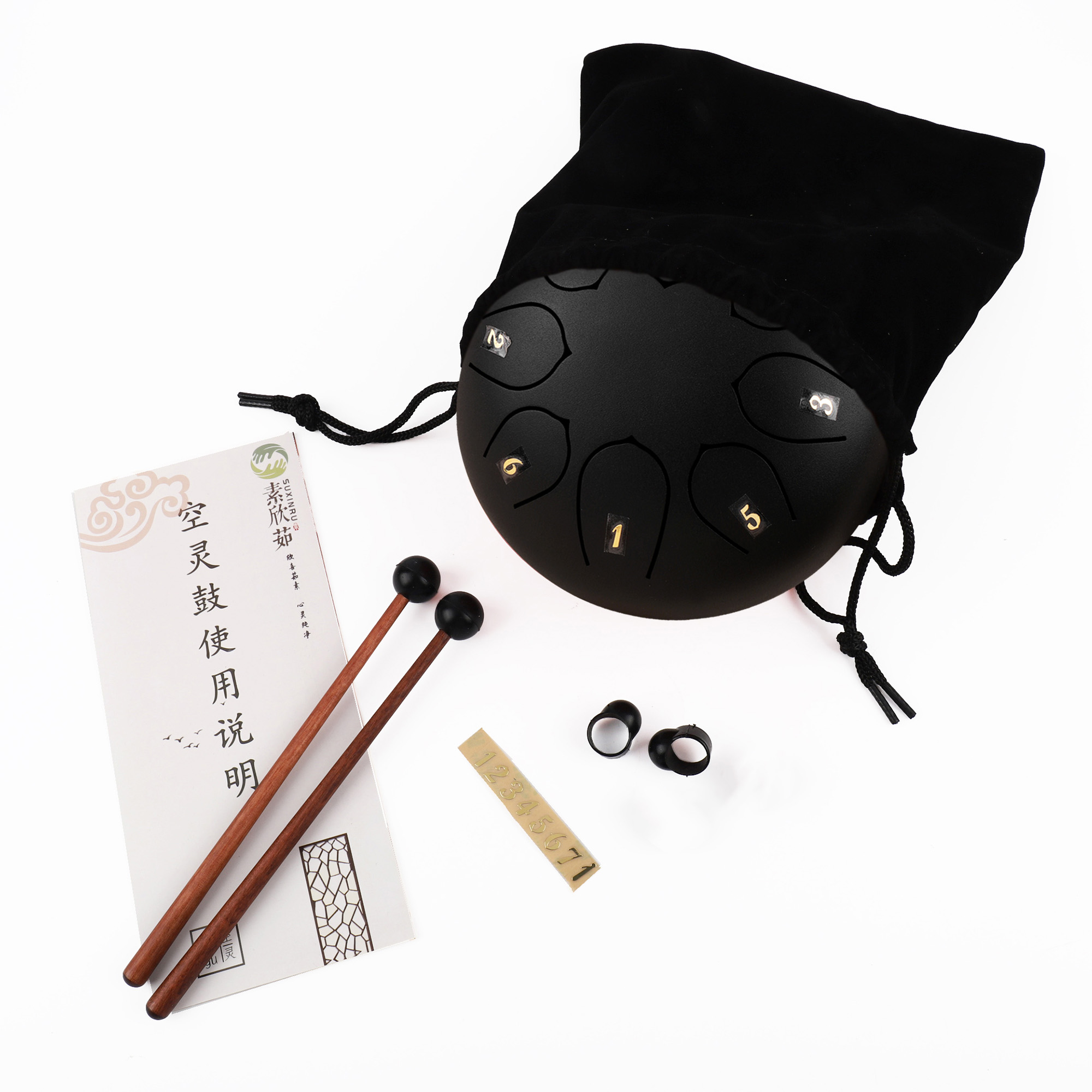 Jwin JTN-68 6 Inç 8 Ses Ton Çelik Handpan Tongue Drum Davulu - Siyah