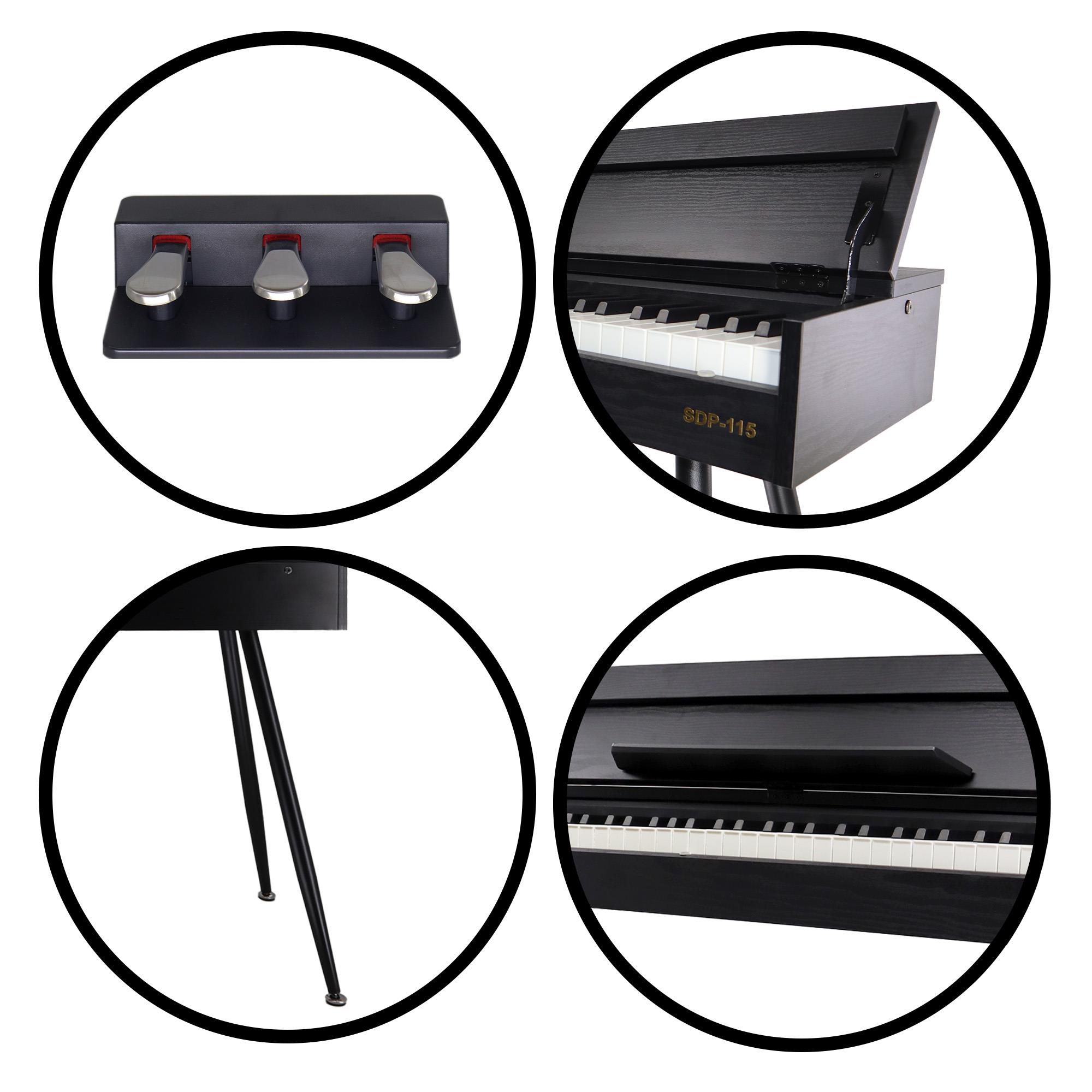 Jwin Sapphire SDP-115 Çekiç Aksiyonlu 88 Tuşlu Dijital Piyano - Siyah