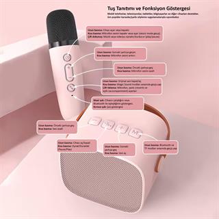 Jwin BK-320 Mikrofonlu Bluetooth Hoparlör - Pembe