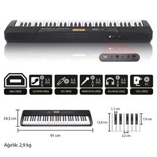 Jwin JTK-3600 61 Tuş Hassasiyetli 5 Oktav Org - Siyah