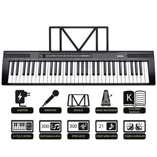 Jwin MK-6146 61 Tuşlu Elektronik Org (Mikrofon ve Adaptör Hediye) - Siyah
