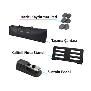 Jwin Sapphire SDP-112 Çekiç Aksiyonlu 88 Tuşlu Dijital Piyano Taşıma Çantası Hediyeli