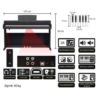 Jwin Sapphire SDP-380 Çekiç Aksiyonlu 88 Tuşlu Dijital Piyano + Tabure - Siyah