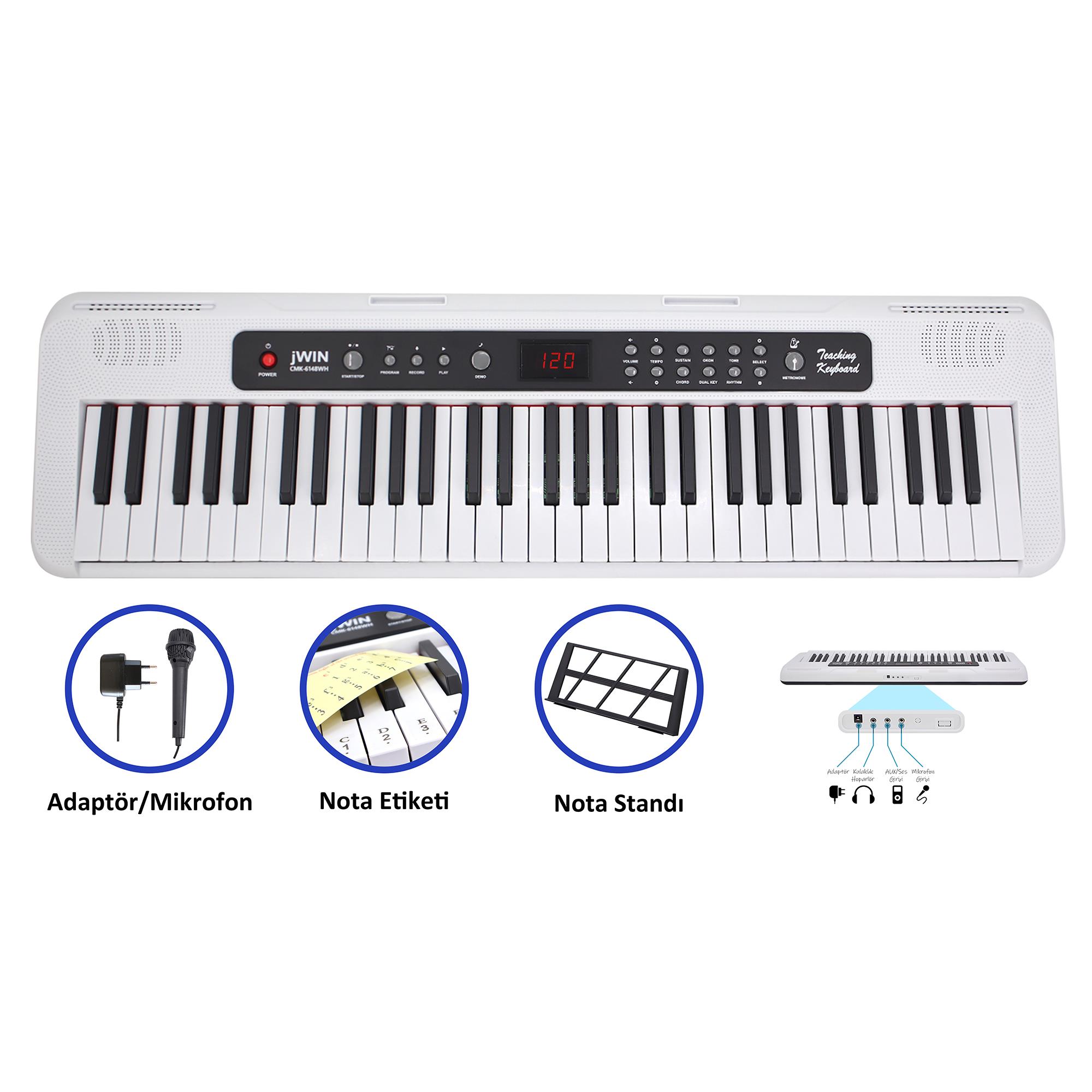 jWIN CMK-6148WH 61 Tuşlu Elektronik Org (Etiket. Mikrofon ve Adaptör Hediye)