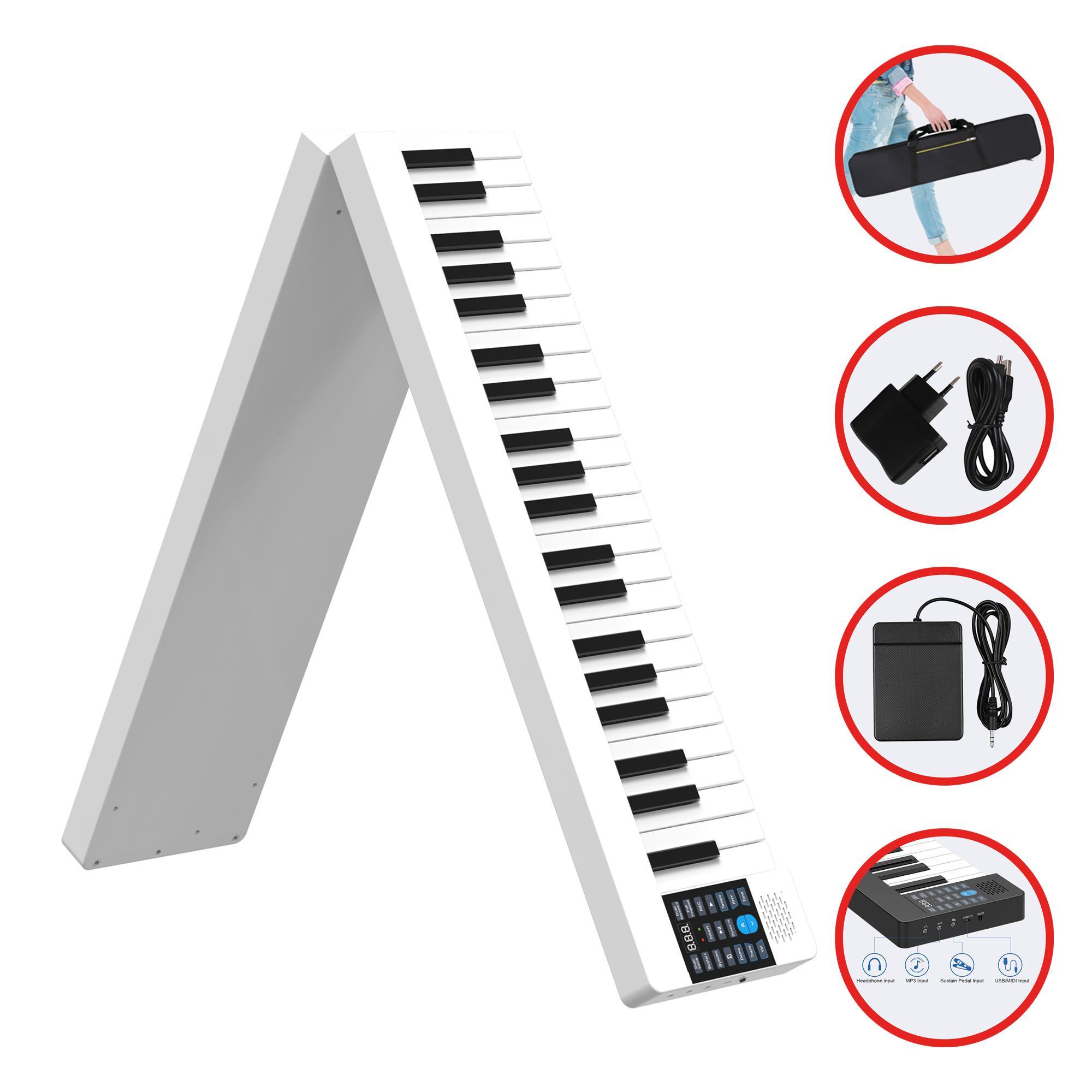 jWIN JDP-8800 Katlanabilir Bluetooth + Şarjlı Piyano - Beyaz