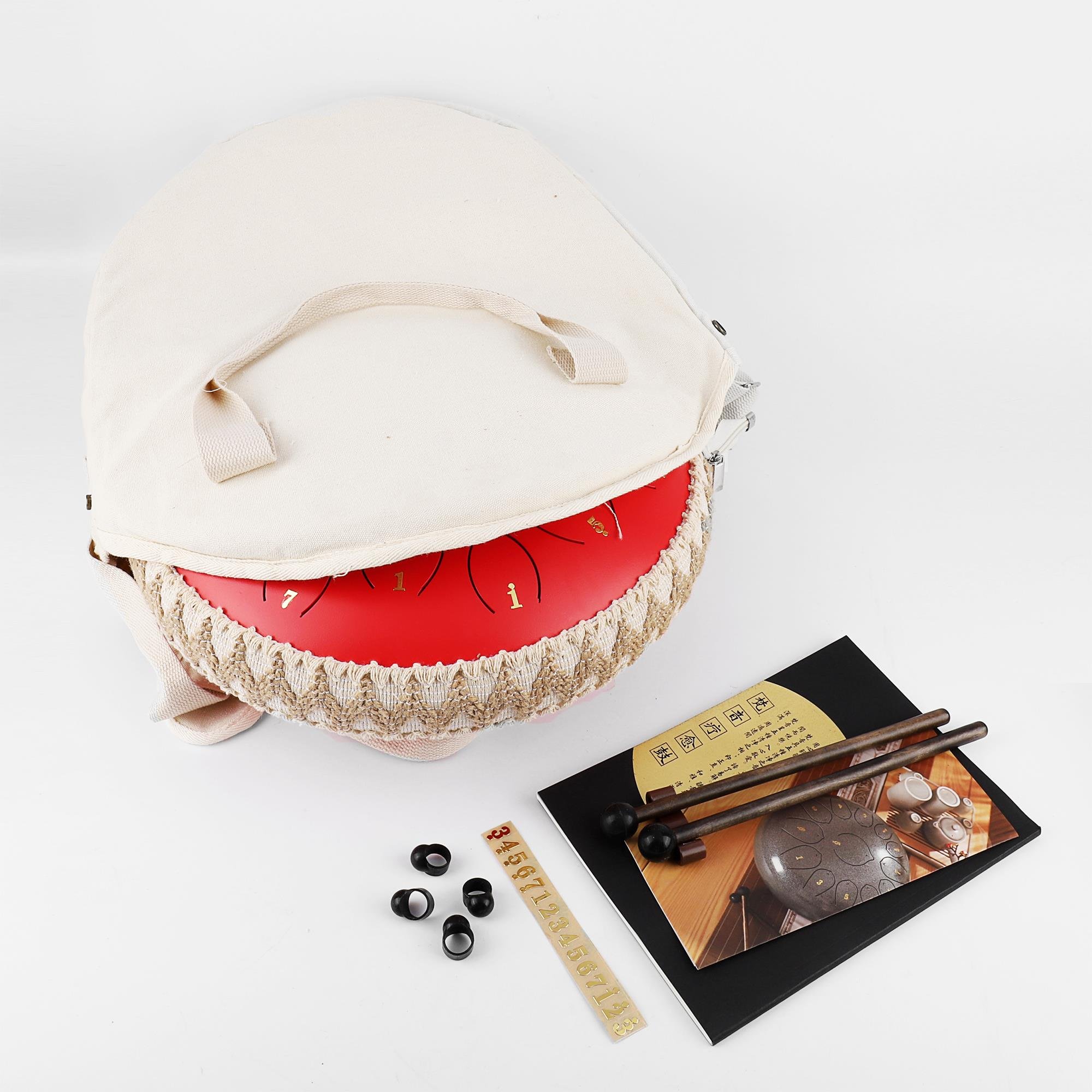 Jwin JTN-1415 14 Inç 15 Ses Ton Çelik Handpan Tongue Davulu - Kırmızı