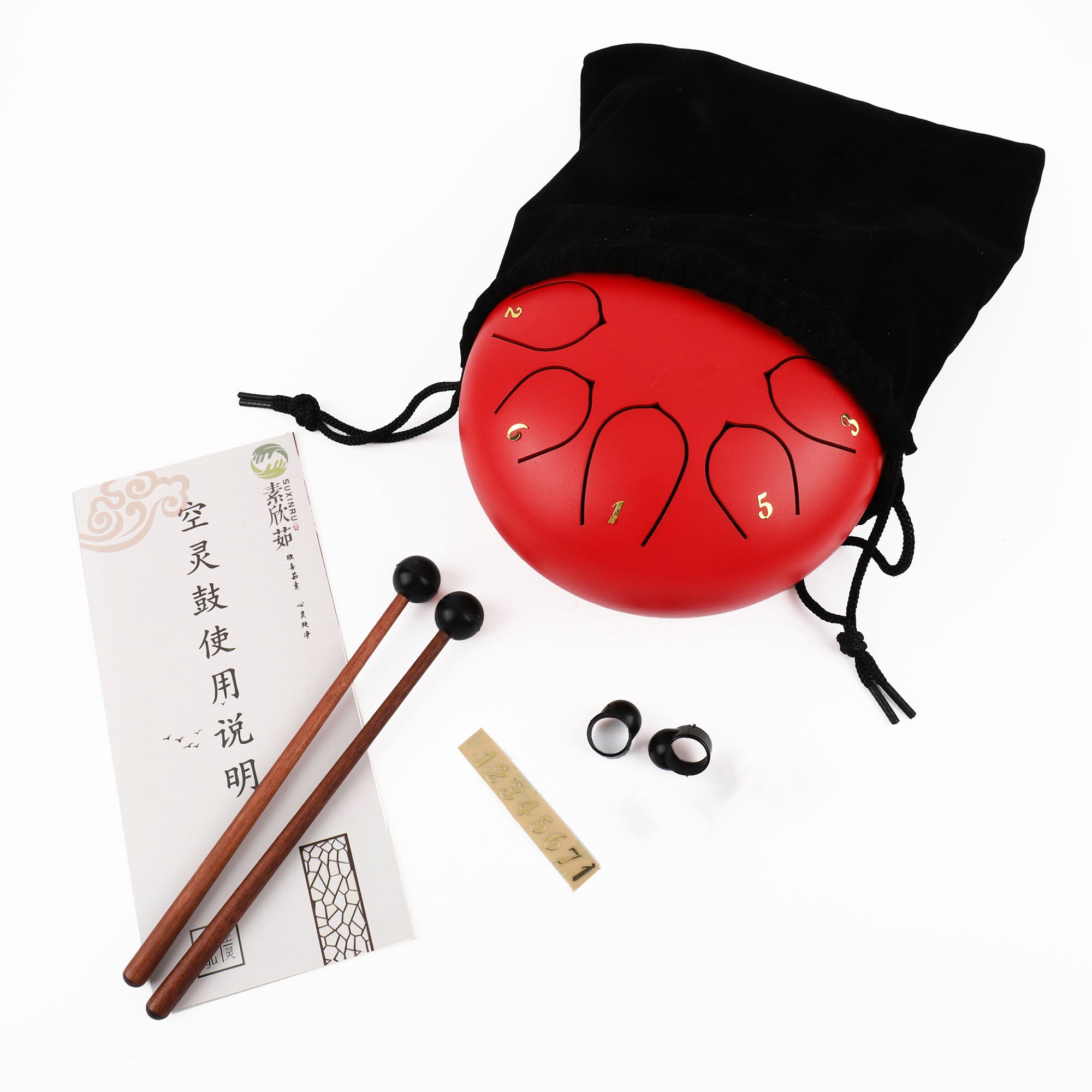 Jwin JTN-68 6 Inç 8 Ses Ton Çelik Handpan Tongue Drum Davulu - Kırmızı