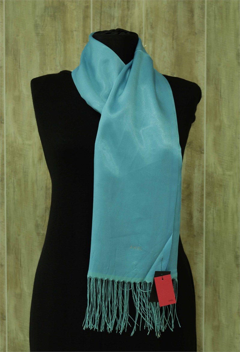 Akel Poly/Viskon Saçaklı Şal - Bebe Mavisi - 41