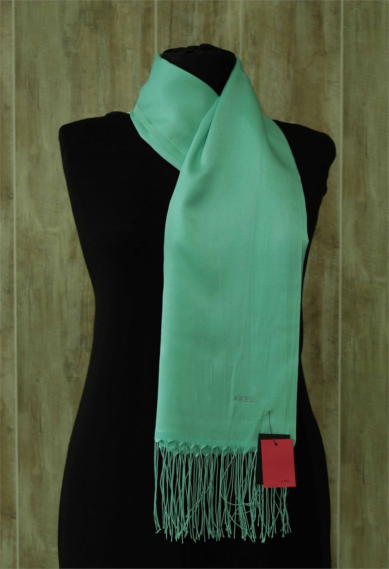 Akel Poly/Viskon Saçaklı Şal - Mint Yeşili - 23