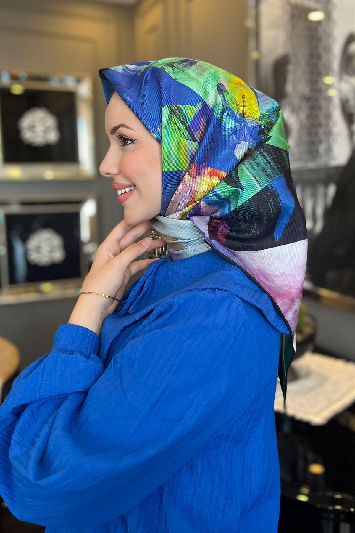 Aker Bosphorus Serisi, Çift Taraflı İpek Eşarp - 8836712-921 - Tivil