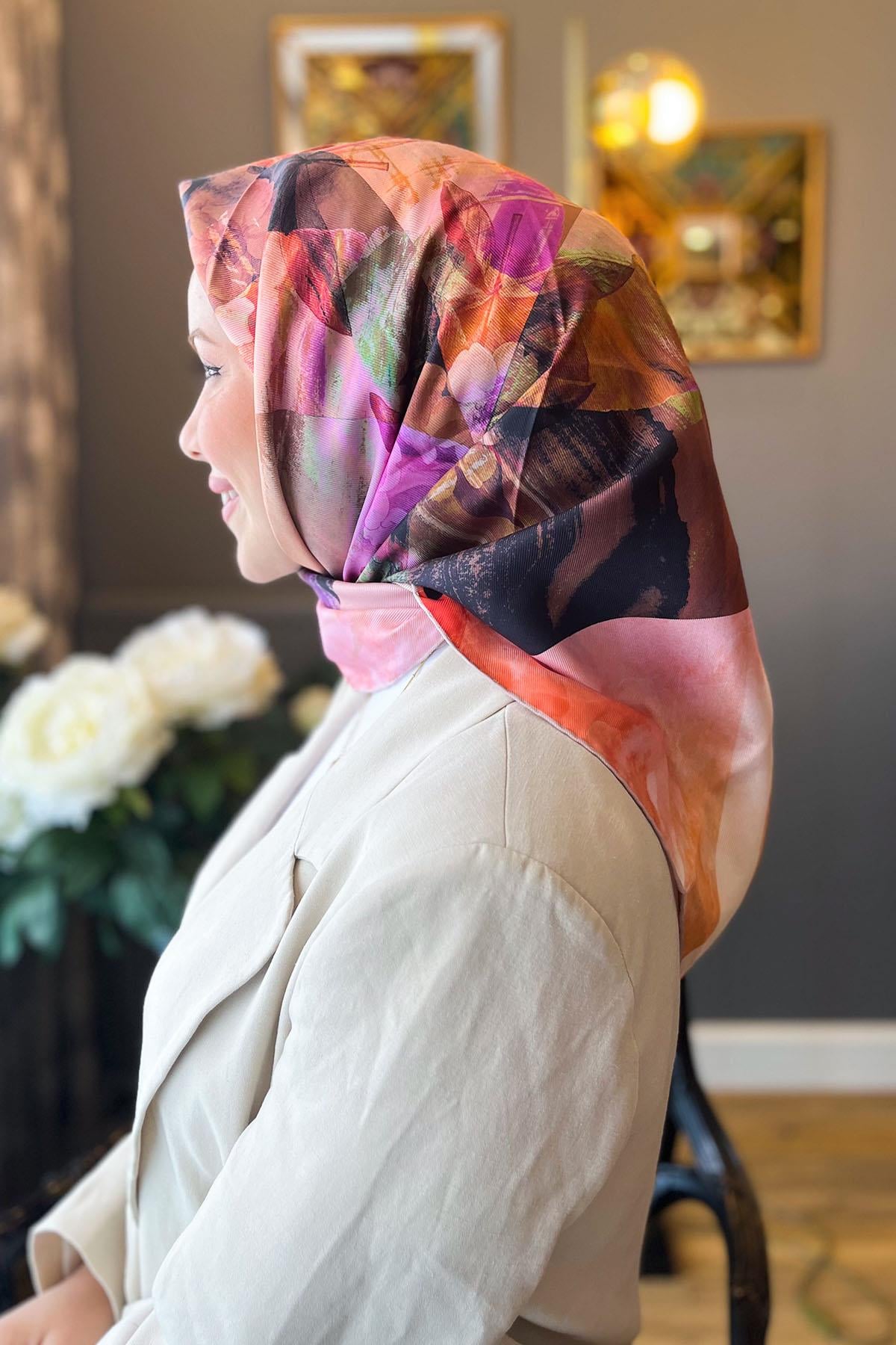 Aker Bosphorus Serisi, Çift Taraflı İpek Eşarp - 8836712-991 - Tivil