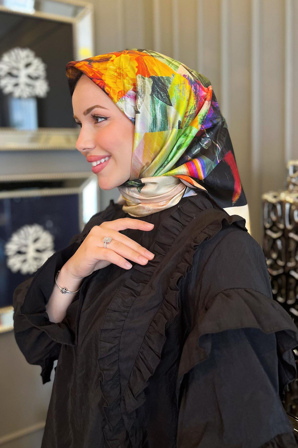 Aker Bosphorus Serisi, Çift Taraflı İpek Eşarp - 8836712-911 - Tivil