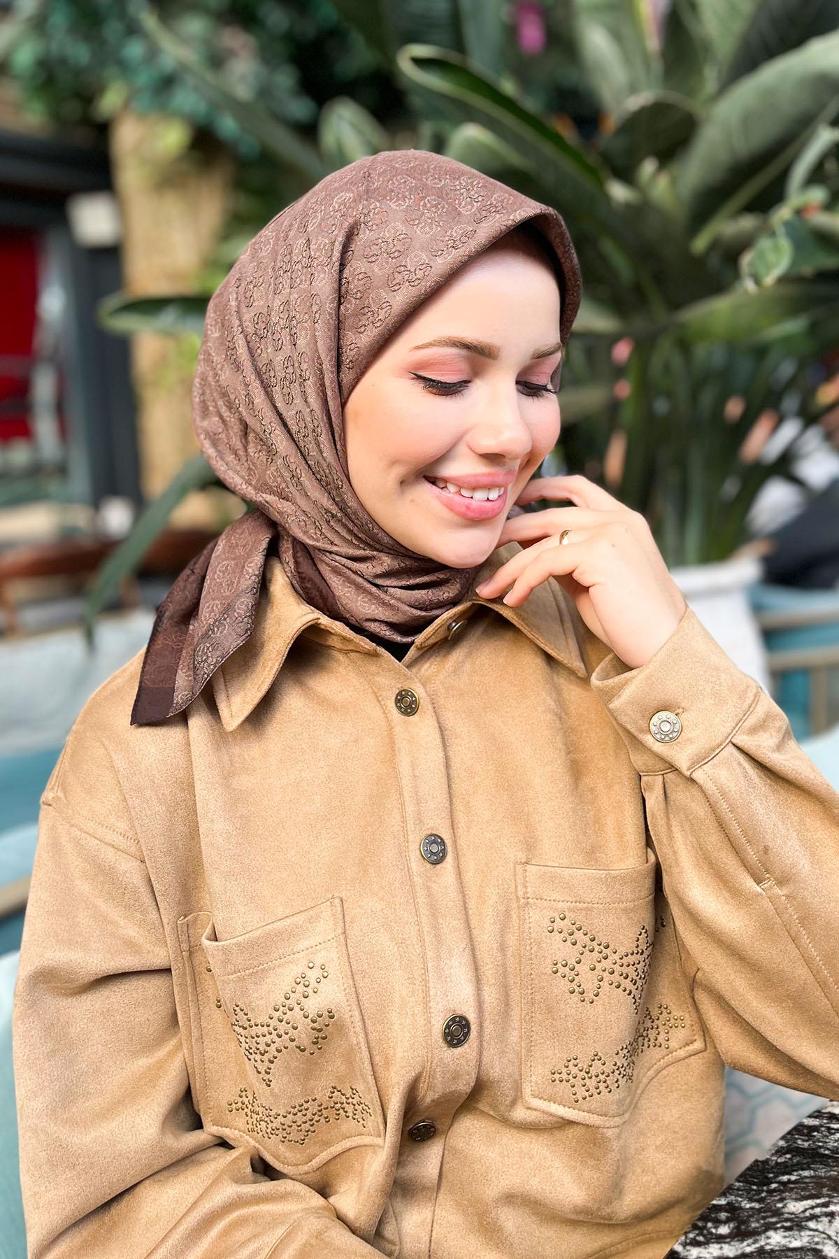 Aker Monogram Jakar Eşarp - 6060950-931 - Kahve
