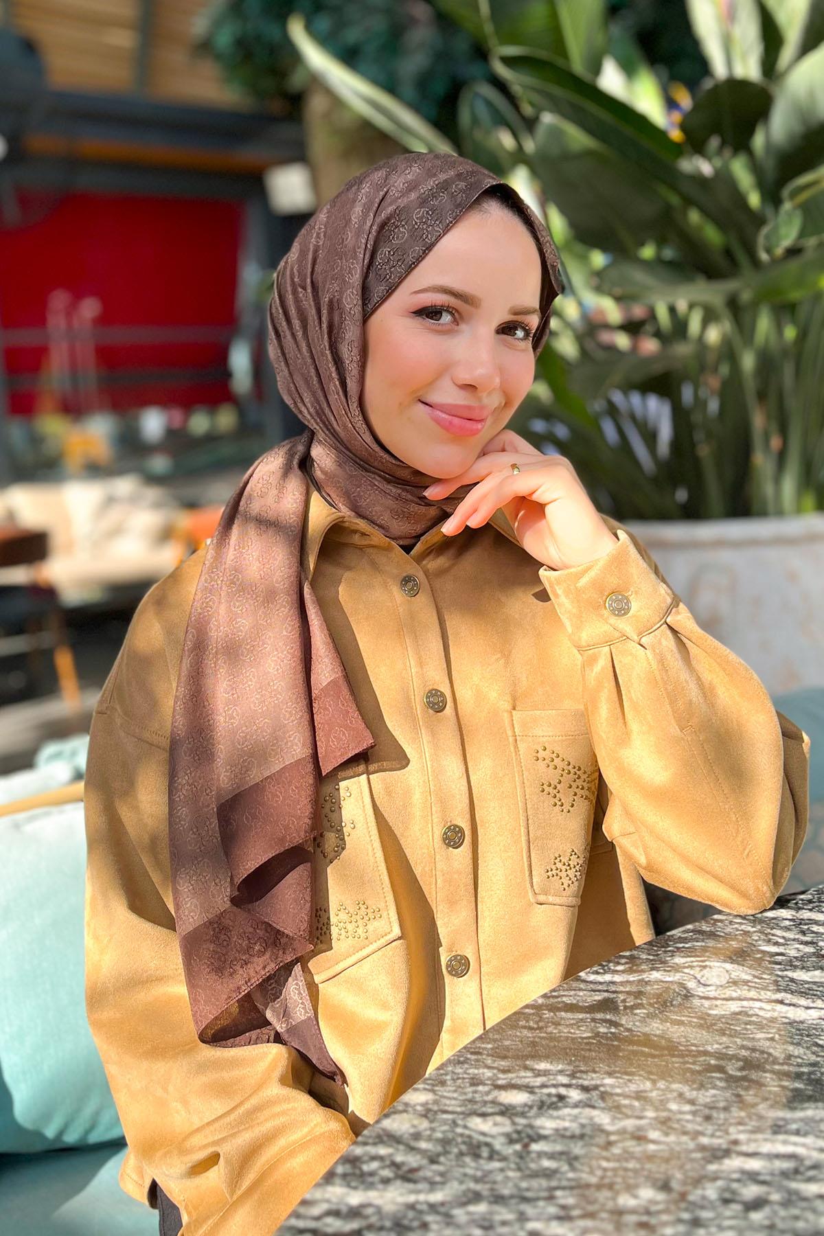 Aker Monogram Jakar Şal - 6060900-931 - Kahve