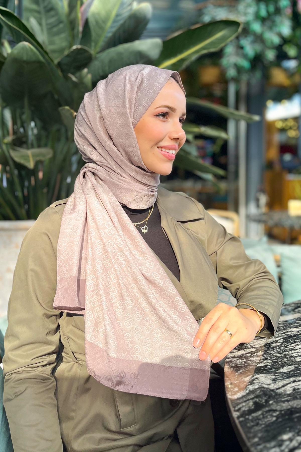 Aker Monogram Jakar Şal - 6060900-982 - Vizon